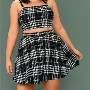 Shein Plus Plaid Cami and Skirt set